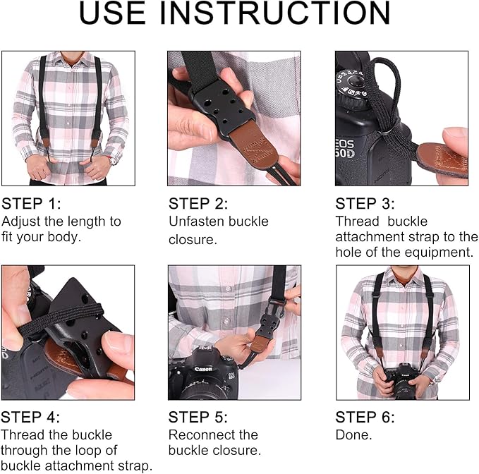 Vigorport Camera Strap,Cross Shoulder Straps for Binoculars, Rangefinders,Harness Strap Compatible with Canon, Nikon, Sony and DSLR SLR Cameras-Brown