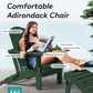 SERWALL Adirondack Chair with Cup Holders - Composite Adirondack Chairs Set of 2 HDPE Outdoor Chairs All Weather Use- Green