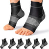 Plantar Fasciitis Sock (6 Pairs) for Men and Women, Compression Foot Sleeves with Arch and Ankle Support, Black, XX-Large