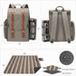Picnic Backpack for 4 Person with Large Insulated Cooler Bag, Picnic Basket Set with Wine Pouch,Waterproof Picnic Blanket & Cutlery Set. Perfect for Beach, Camping, Party,Wedding Gift for Couple,Brush