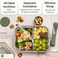 Everusely - Bento Box - Sage, 47oz / 1.4 L - Stainless Steel Lunch Box with Leakproof Condiment Container - 3 Compartment Snack Organizer for On the Go Meals - Freezer & Dishwasher Safe