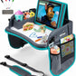 Kids Travel Tray with Dry Erase Board - Car Seat Tray for Kids Travel, Carseat Table Top for Toddler, Lap Desk for Car Seat, Activity Organizer & Snack Holder, Road Trip Essentials for Kid (Aqua)