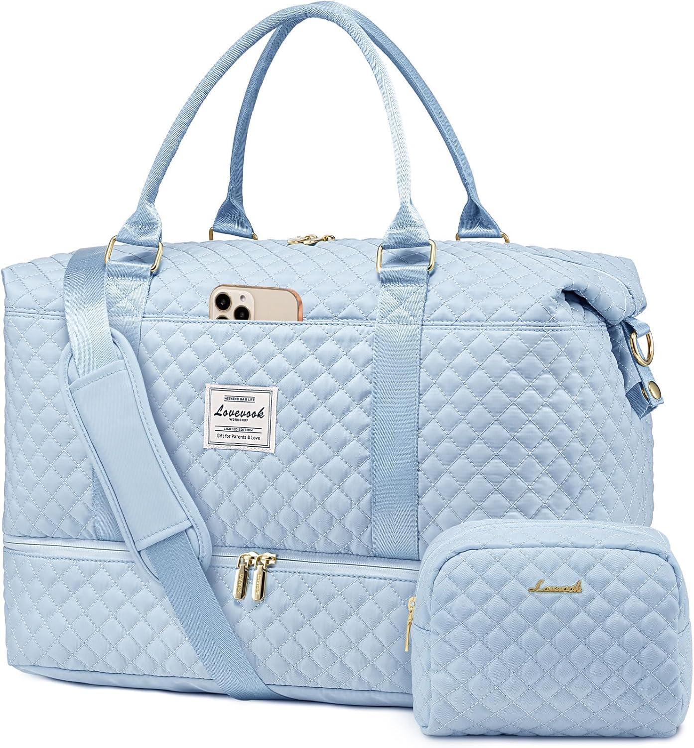 LOVEVOOK Travel Duffle Bag,Weekender Bags for Women with Shoe Compartment，Carry on Overnight Bag with Toiletry Bag,Gym Duffel Bag with Wet Pocket, Hospital Bags for Labor and Delivery