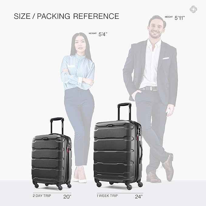 Samsonite Omni PC Hardside Expandable Luggage with Spinner Wheels, Black, 2-Piece Set (20/24)
