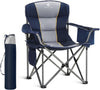 LET'S CAMP Folding Camping Chair Oversized Heavy Duty Padded Outdoor Chair with Cup Holder Storage and Cooler Bag, 450 LBS Weight Capacity, Thicken 600D Oxford
