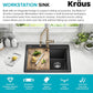 KRAUS Bellucci 25-inch Granite Workstation Drop In Top Mount Single Bowl Kitchen Sink in Metallic Black with Accessories, KGTW12-25MBL