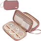 NISHEL Travel Cord Organizer Case, Double Layers Tech Electronic Bag, Essentials for Charger, Cable, Phone, Flash drive, Rose-wood Pink