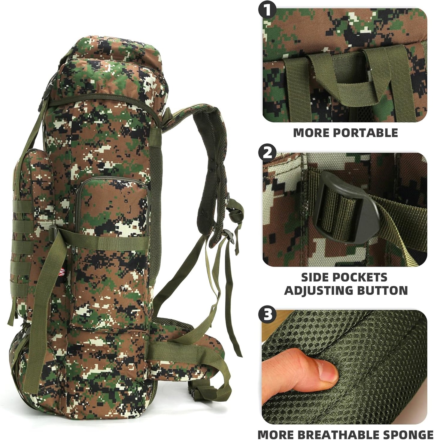 King'sGuard 70L Camping Hiking Backpack Tactical Backpack Military Molle Rucksack Backpack for Outdoor - Roamly