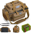 Goture Fishing Tackle Bag with 4pcs 3600 Tackle Boxes, 600D Water-Resistant Soft Side Saltwater Gear Storage Fishing Bag with Rod Straps, Detachable Water Bottle Pouch, Waterproof Bottom, SBS Zippers