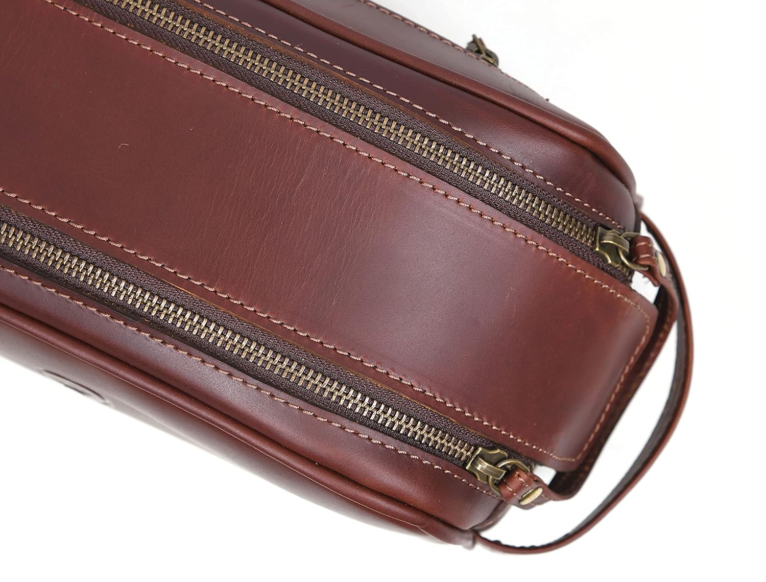 10" Premium Leather Toiletry Travel Pouch With Waterproof Lining | King-Size Handcrafted Vintage Dopp - Kit Gift for Father's Day By Aaron Leather Goods - Roamly