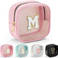 YOOLIFE Mini Initial Makeup Bag | Travel Toiletry Bag | Clear Makeup Bag | Travel Essentials Gifts for Women Teen Girlfriend Teacher Birthday Gifts | Clear Toiletry Bag Small Mini Cosmetic Bag Pink M