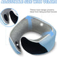 Junior Kids Travel Neck Pillow - Ergonomic Memory Foam Pillow for Airplane, Car, Booster Seat - Soft, Washable, Compact Travel Pillow with Strap - Light Blue - Ages 4–13