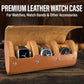 Barton Leather Watch Roll for 3 Watches | Convenient Organizer Case for Travel & Storage | Fits Classic & Smart Watches (Up to 46mm) | Compact, Durable, Lightweight, Stylish - Brown