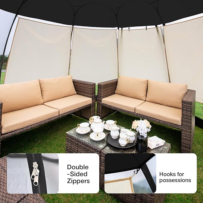 Alvantor Pop Up Screen House Gazebo with Mosquito Netting, Instant UV Resistant Sun Shelter for Patio & Backyard, Portable Canopy Tent for 2-10 Person