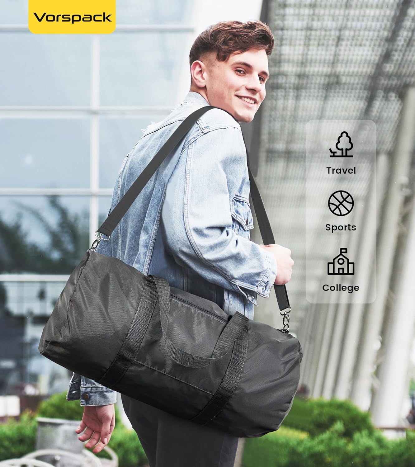 Vorspack Duffel Bag 20-24-28 Inches Foldable Gym Bag for Men Women Duffle Bag Lightweight with Inner Pocket for Travel Sports - Roamly