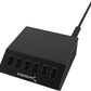 SABRENT Premium 60 Watt (12 Amp) 6 Port Aluminum Family Sized Desktop USB Rapid Charger.[UL Certified ] Smart USB Charger with Auto Detect Technology [Black] (AX-FLCH-B)