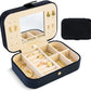 Benevolence LA Plush Velvet Travel Jewelry Storage Box | Earring Organizer with Mirror | Small Case for Women's Accessories | Gift for Mom, Sister, Girlfriend - Ebony