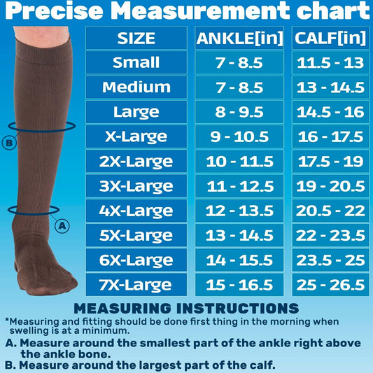 ABSOLUTE SUPPORT Cotton Compression Socks for Women & Men 20-30 mmhg Knee High