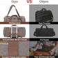 Vintage Canvas Duffle Bag, 50L Genuine Leather Travel Duffel Backpack Multifunctional Overnight Weekender Bag with Shoes Compartment Men (Grey) - Roamly