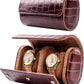 MR.OKAY 2 Watch Travel Case- Classic Leather Watch Case With Superb Texture.(Portable Watch Roll Or Organizer For Storage And Display).Festival Gift For Men, All Handcrafted By Artisans.