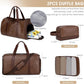 Wogarl 3PCS Faux Leather Weekender Bag for Women Men Large Overnight Travel Duffel Bags with Shoe Compartment Toiletry Packing Cube Carry On Duffle Fit 21" Laptop(Coffee)