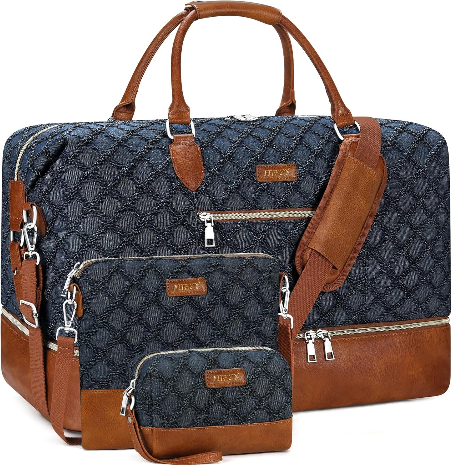 Weekender Bag for Women, Travel Duffel Bag Carry On Overnight Bag with Shoe Compartment Large Nylon Travel Weekend Tote Bag - Roamly