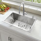 25-Inch Drop-In Kitchen Sink, SINKVINE 25" x 18" Stainless Steel Indoor and Outdoor Sink, Top Mount Large Deep Single Bowl Sink for Laundry Room, with Drain Strainer, Bottom Grid, Roll-up Drying Unit