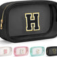 YOOLIFE Travel Toiletry Bag for Women, Black Clear Makeup Organizer, Cute Cosmetic Bags for Skincare, Birthday Gifts for Teacher Mother Girlfriend Initial H