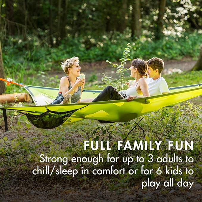 Tentsile Trillium Giant Hammock, The Original Tree Tent Company, 3 Adult Capacity, Anti-Roll, Central Hatch, Ratches and Straps Included, Designed in The UK (3 Person, Fresh Green)