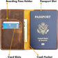 Leather Passport Holder for Men and Women - Handmade Vintage Travel Wallet - Mens Passport Case with Card Organizer - Genuine Leather Passport Cover - 2 Card Slots (Style A)