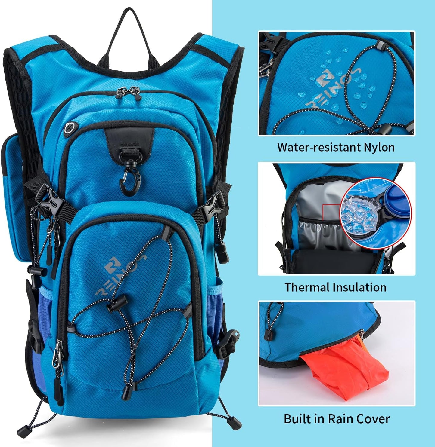 Hydration Backpack Pack with 2L Water Bladder 18L Hiking Backpack Women Men Lightweight Hydropack Insulated Daypack for Biking, Running, Festival - Roamly