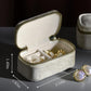 TAIMY Mini Jewelry Travel Case, Velvet Small Travel Jewelry Box, Portable Jewelry Travel Organizer Box for Rings Earrings Necklaces, Gifts for Women Girls(Beige)