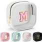 YOOLIFE Initial Make Up Bag Travel Toiletry Bag, Clear Makeup Bag Preppy Cosmetic Bags Organizer Travel Essentials Gifts for Women Teen Girlfriend Teacher Mom Birthday Mothers Day Gifts White M