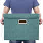TYEERS Large Storage Bins with Lids, Collapsible, Washable, Fabric Storage Boxes for Organizing, 17.3x11.8x11.4 inches, 3 Pack, Aqua Deep
