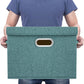 TYEERS Large Storage Bins with Lids, Collapsible, Washable, Fabric Storage Boxes for Organizing, 17.3x11.8x11.4 inches, 5 Pack, Aqua Deep