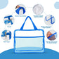 XEWEA Clear Travel Toiletry Bags, 3 Pack TSA Approved Transparent Makeup Bag for Men Women, Large Waterproof PVC Quart Organizer with Zipper for Toiletries Airline Essentials,Toy Storage Pouch Blue - Roamly