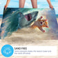 WZOMT Cute Cat Beach Towel, Microfiber Shark Beach Towel, Funny Cat Ride Shark Surfing Ocean Towels, Cats Towels for Cats Lovers, Quick Dry Kitten Kitty Bath Pool Towel, Oversized 32x52 Inch