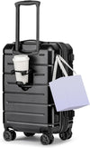 KYME Carry On Luggage 22x14x9 Airline Approved Expandable with Cup Holder 20 Inch Hardshell Carry-On Suitcase with Spinner Wheels TSA Lock Small Lightweight Travel Rolling Luggage Black