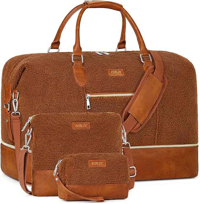 Weekender Bag for Women, Travel Duffel Bag Carry On Overnight Bag with Shoe Compartment Large Nylon Travel Weekend Tote Bag