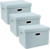 TYEERS Large Storage Bins with Lids, Collapsible, Washable, Fabric Storage Boxes for Organizing, 17.3x11.8x11.4 inches, 3 Pack, Aqua Spring
