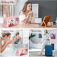 YOOLIFE Initial Make Up Bag Travel Toiletry Bag, Clear Makeup Bag Preppy Cosmetic Bags Organizer Travel Essentials Pink Gifts for Women Teen Girlfriend Teacher Bridesmaid Birthday Mothers day Gifts Q