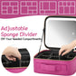Makeup Travel Train Case with Mirror LED Light 3 Adjustable Brightness Large Cosmetic Bag Portable Storage Adjustable Partition Waterproof Makeup Brushes Make up Jewelry Gift for Women