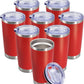 20 oz Tumbler Coffee Tavel Tumblers Bulk with Lid Stainless Steel Double Wall Vacuum Insulated Mug Powder Coated Cups fit Car Cupholder for Hot and Cold - Red, 8Pack