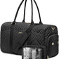 Women Weekender Travel Duffle Bag: Travel Duffel Overnight Bags with Shoe Compartment Large Carry on Tote with Toiletry Bag Weekend Traveling Yoga Gym Hospital Bag for Women with Wet Pocket Black