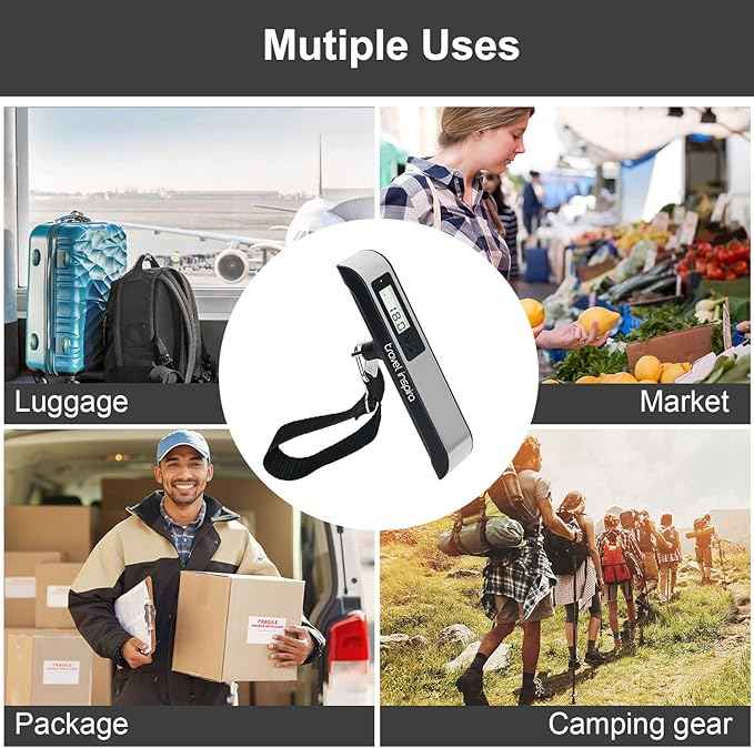 travel inspira Luggage Scale, Portable Digital Hanging Baggage Scale for Travel, Suitcase Weight Scale with Rubber Paint, 110 Pounds, Battery Included