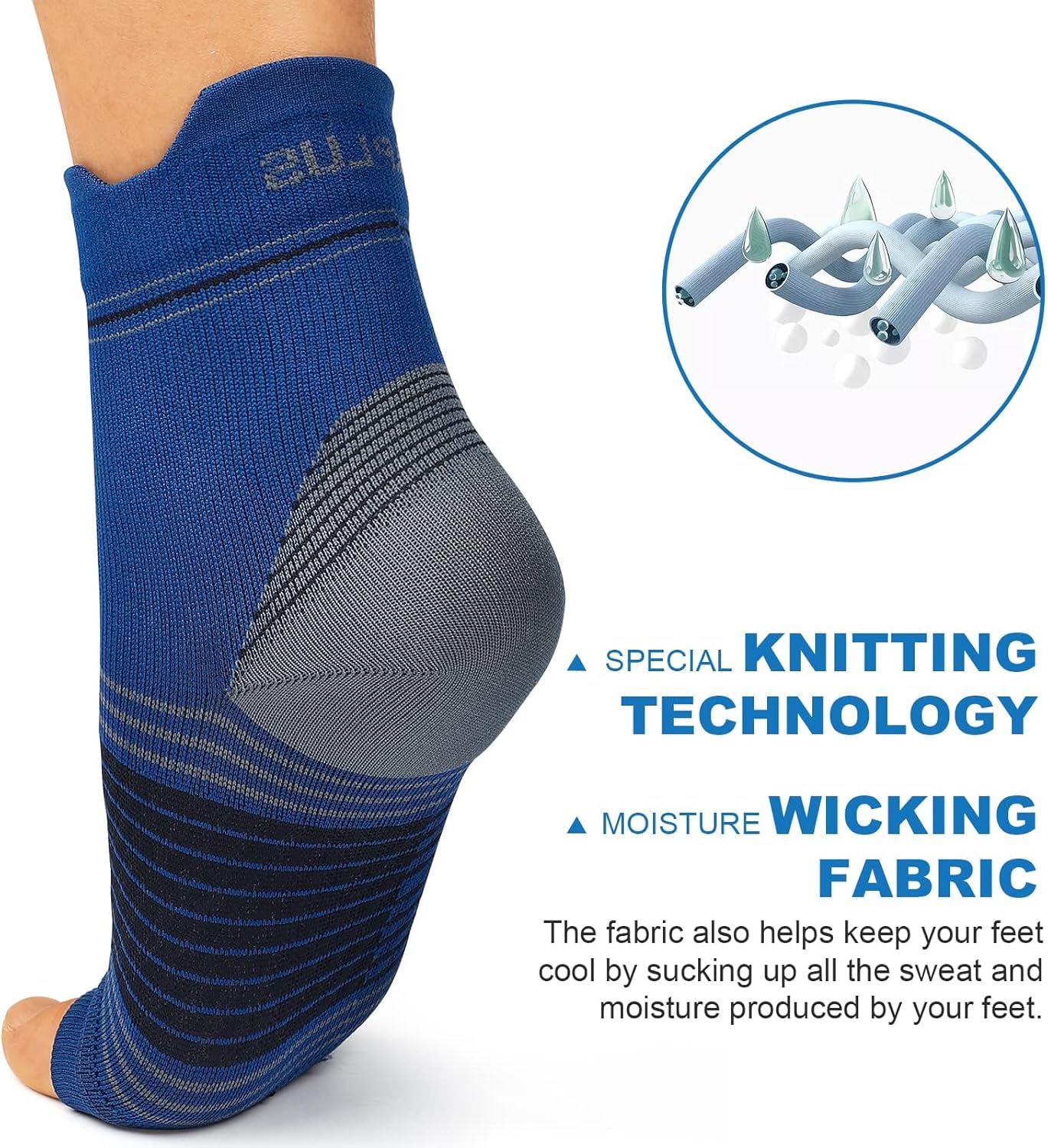 Plantar Fasciitis Sock (6 Pairs) for Men and Women, Compression Foot Sleeves with Arch and Ankle Support (Black, Nude, Navy, Small)