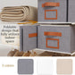 OUTBROS Foldable Storage Box for Shelves, 15 x 10.2 x 7.9 inch Fabric Baskets, Wardrobe Organiser with Handles, Suitable for Storing Clothes, Books, Cosmetics (Gray, 3-Pack)