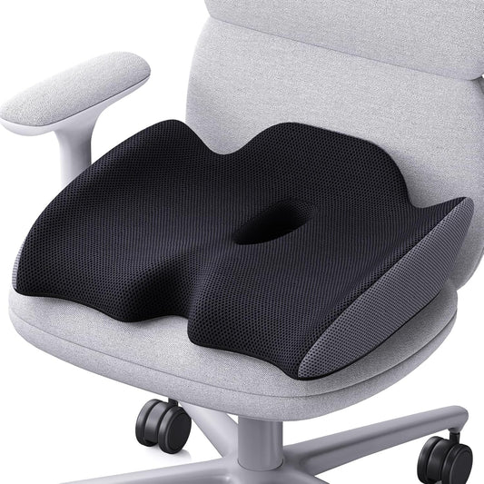 Benazcap Pressure Relief Seat Cushion for Tailbone Pain Office Chair Cushion for Butt, Back Pain, Coccyx & Sciatica Pain Relief Pillow. Memory Foam Seat Cushions for Office Chairs