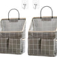 2pcs Wall Hanging Storage Bag,Wall Hanging Organizer Bags with Pockets, Wall Organizer Storage for Dormitory Bathroom Bedroom Kitchen(Grey Grid)