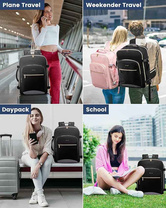 LOVEVOOK Travel Backpack for Women with Waist Strap,40L Cute Carry on Backpack Travels Essentials Personal Item Backpack for Traveling on Airplane,Large Carry on Luggage Travel Bag Flight Approved